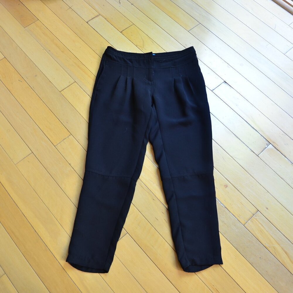 Derek Lam Womens Size 2 Pleated Ankle Trouser Pants Tapered Leg Black